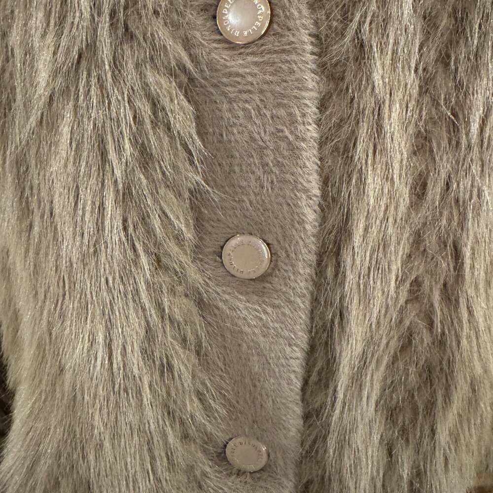 Rino & Pelle Chaimae Faux Fur Cardigan Jacket Taupe Medium M - Picture 3 of 5